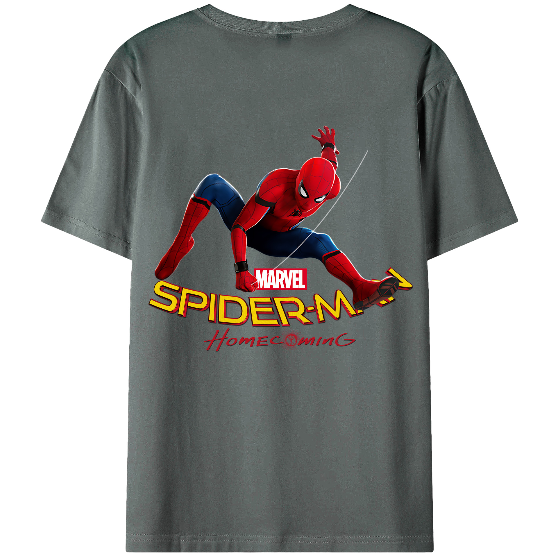 （画像用） Spider Man スパイダーマン 綿100％ メンズ半袖Tシャツ（バックプリント） 通気性